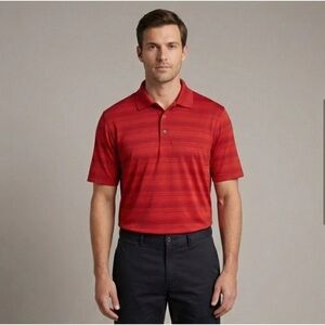 Ben Hogan Men's XL Red Striped Golf Polo - Performance Moisture Wicking
